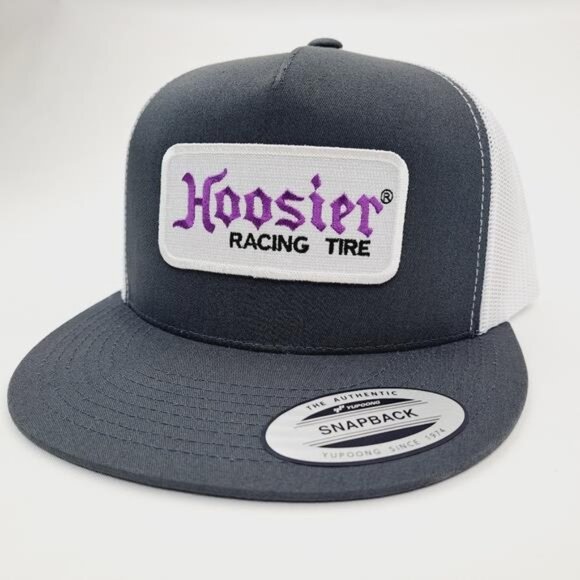Retro 70s Hoosier embroidered patch Flat Bill Trucker Cap Vintage Style Racing - Picture 3 of 5